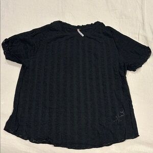 Free People Textured Lace Short Sleeve Top (XL)